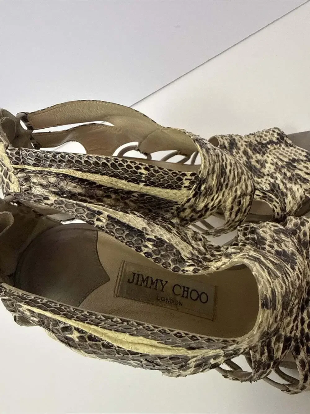 Jimmy Choo Snake print Leather Gladiator Heels 37